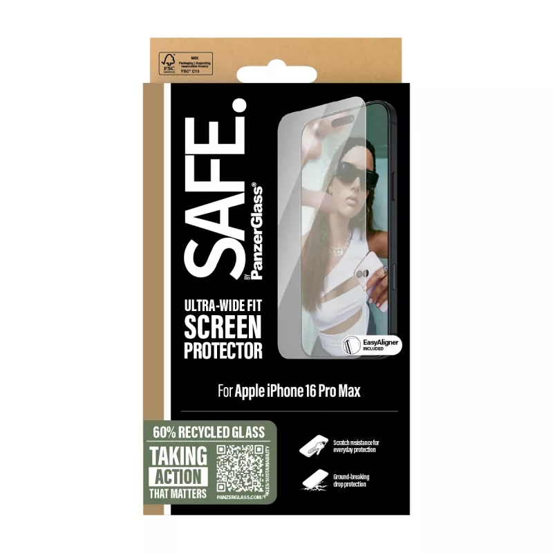 Protector de pantalla PanzerGlass SAFE. by ® iPhone 16 Pro Max | Ultra-Wide Fit