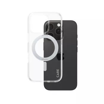 PanzerGlass CARE™ by ® Case Transparente con Kickstand plateado y MagSafe iPhone 16 Pro