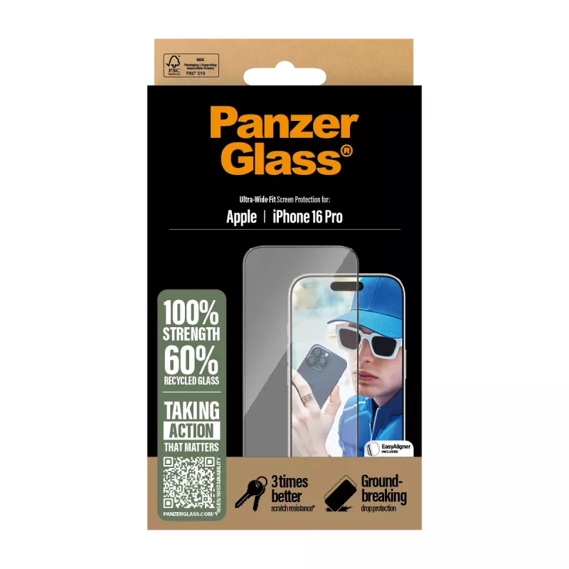 Protector de pantalla PanzerGlass ® iPhone 16 Pro | Ultra-Wide Fit