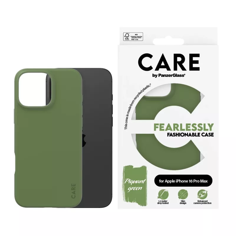 Funda PanzerGlass CARE by ® funda moderna verde iPhone 16 Pro Max