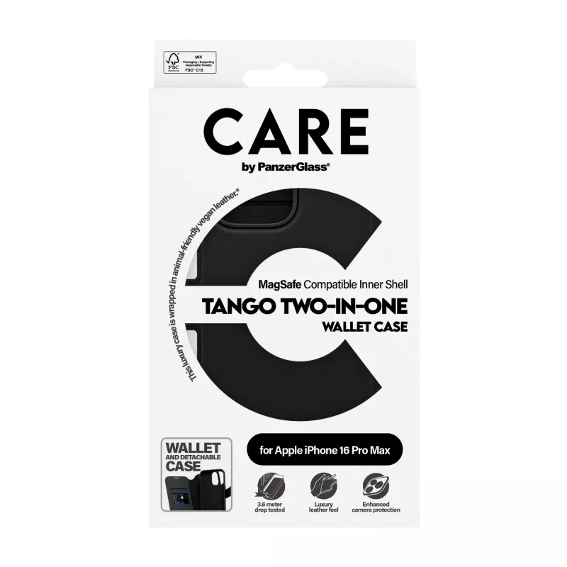Funda cartera PanzerGlass CARE™ by ® Tango 2 en 1 con MagSafe iPhone 16 Pro Max