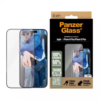 Protector de pantalla PanzerGlass ® iPhone 16 Plus | 15 Plus | Ultra-Wide Fit