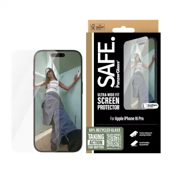Protector de pantalla PanzerGlass SAFE. by ® iPhone 16 Pro | Ultra-Wide Fit