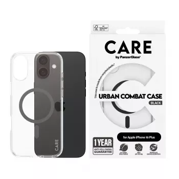 Funda PanzerGlass CARE™ by ® Urban Combat transparente con MagSafe negro iPhone 16 Plus