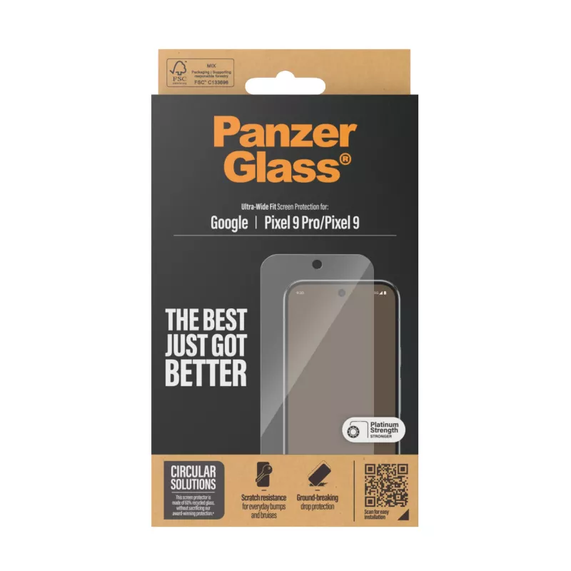Protector de pantalla PanzerGlass Google Pixel 9 | 9 Pro Ultra-Wide Fit resistente a arañazos e impactos