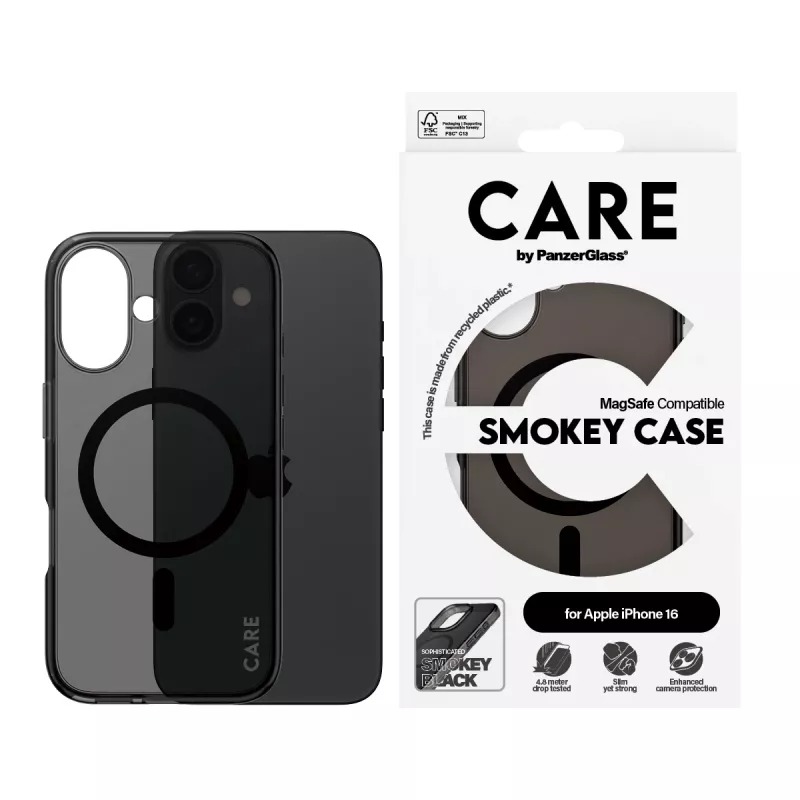 Funda PanzerGlass CARE™ by ® Urban Combat Case Smokey con MagSafe negro iPhone 16