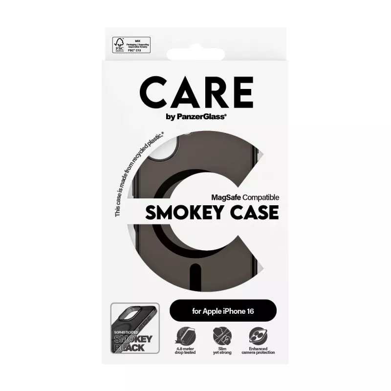 Funda PanzerGlass CARE™ by ® Urban Combat Case Smokey con MagSafe negro iPhone 16