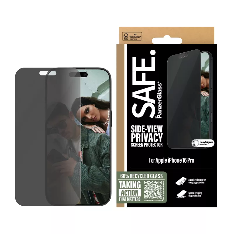 Protector de pantalla de privacidad PanzerGlass SAFE. by ® iPhone 16 Pro | Ultra-Wide Fit