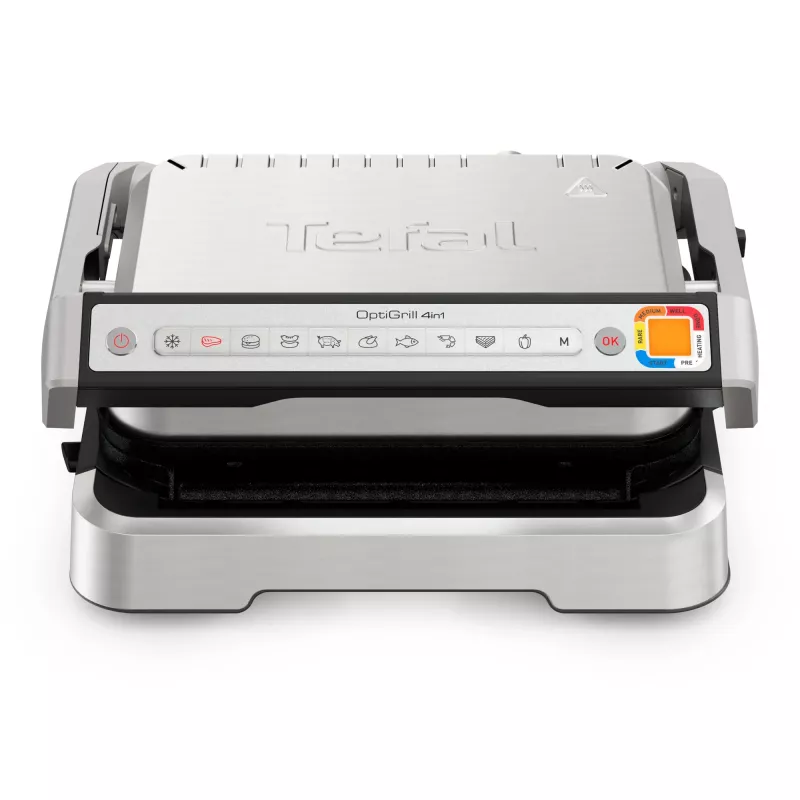 Parrilla de contacto Tefal OptiGrill 4en1 GC774D30 negra plateada rectangular