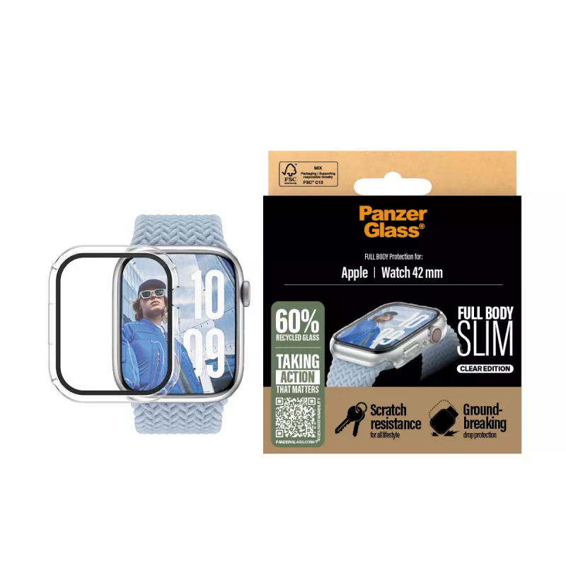 PanzerGlass Snappie Full Body Slim protector de pantalla para Apple Watch 10 42mm, transparente