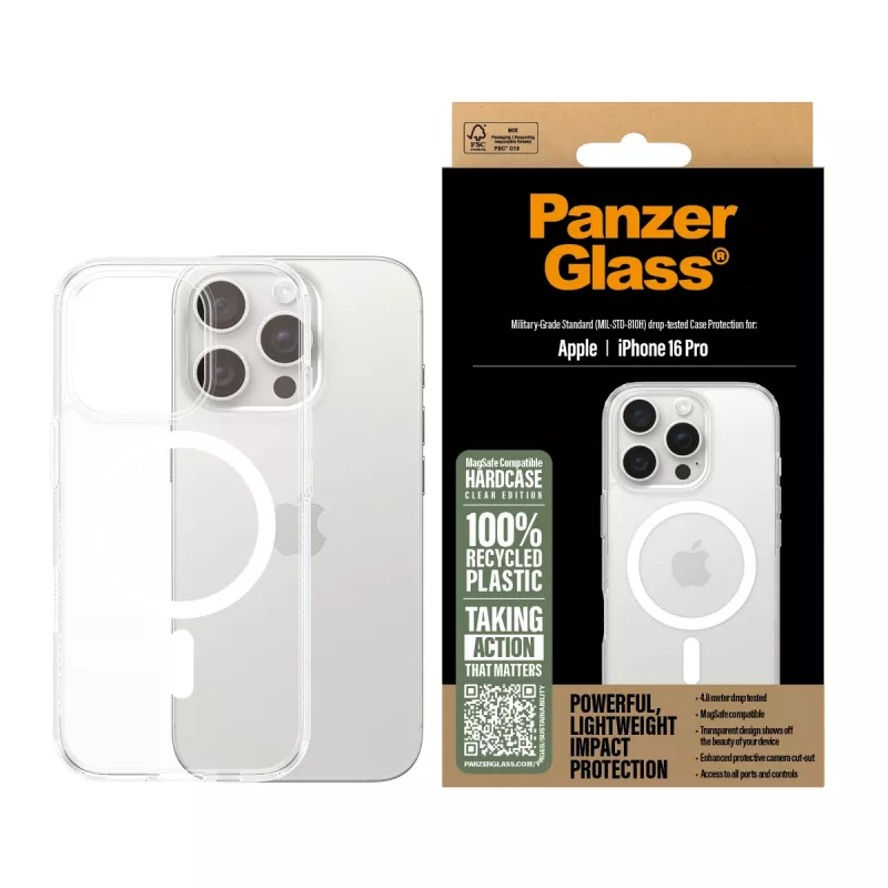 Funda PanzerGlass HardCase Transparente con MagSafe Blanco iPhone 16 Pro