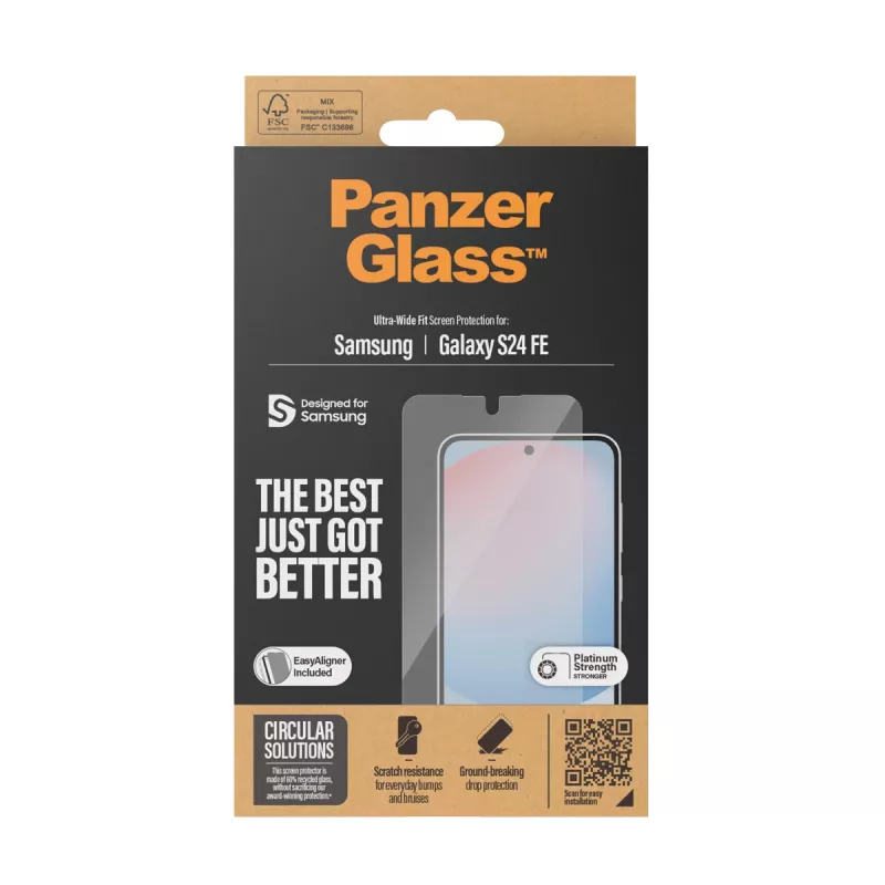 PanzerGlass® protector de pantalla Samsung Galaxy S24 FE | Ultra-Wide Fit con EasyAligner