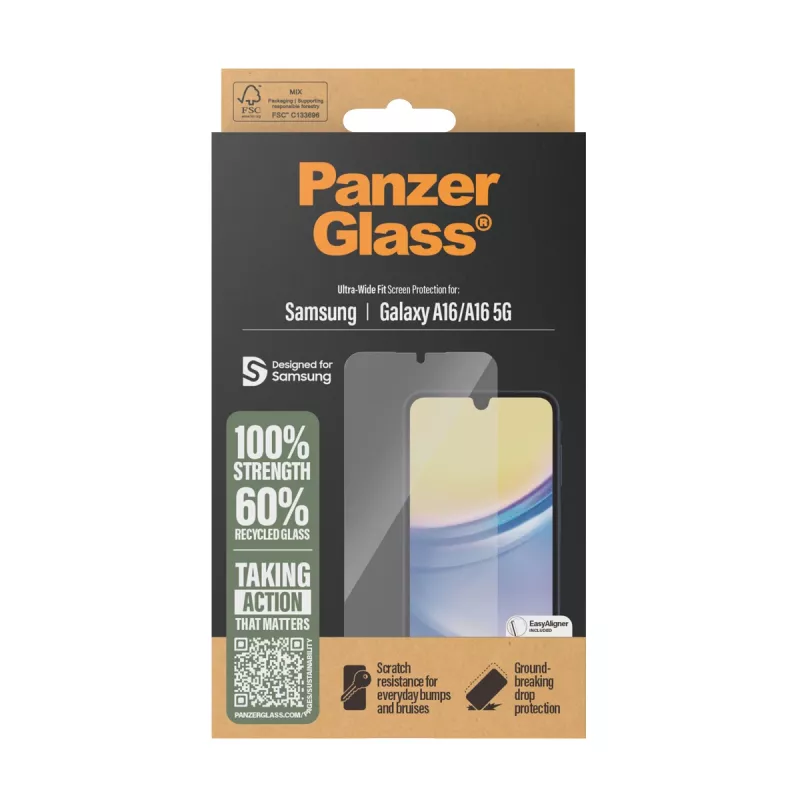 PanzerGlass ® protector de pantalla Samsung Galaxy A16 | A16 5G | Ultra-Wide Fit con EasyAligner
