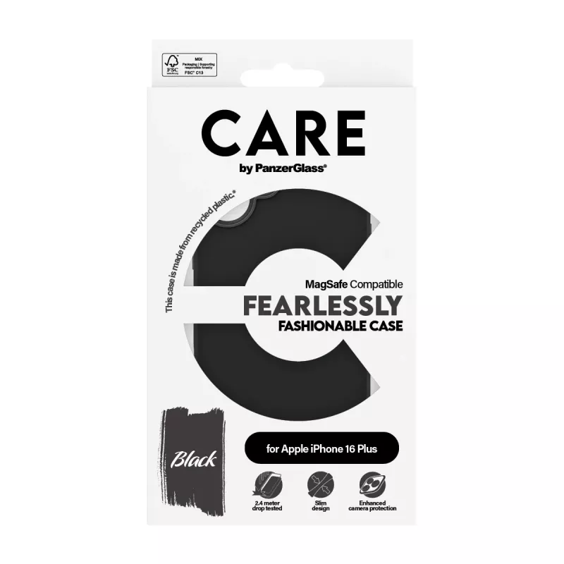 PanzerGlass CARE™ by ® Funda negra con MagSafe iPhone 16 Plus, funda, Apple, Apple - iPhone 16 Plus, negro