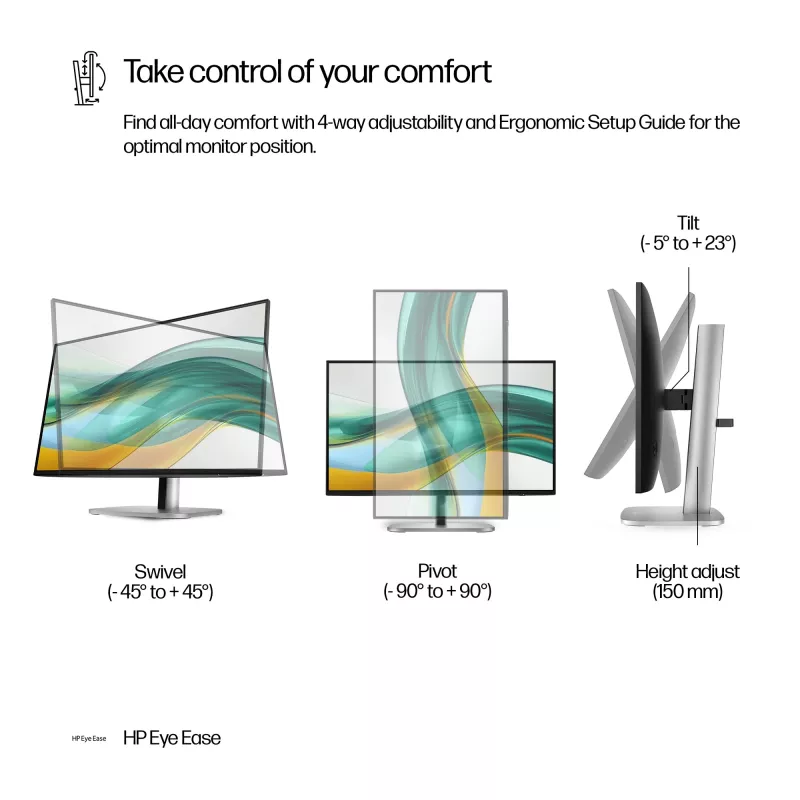 HP Series 5 Pro 524pf monitor IPS de 23,8 pulgadas (60,5 cm) Full HD 1920 x 1080, 100 Hz, 5 ms, 350 cd/m², HDMI, DisplayPort, Jet Black/plateado