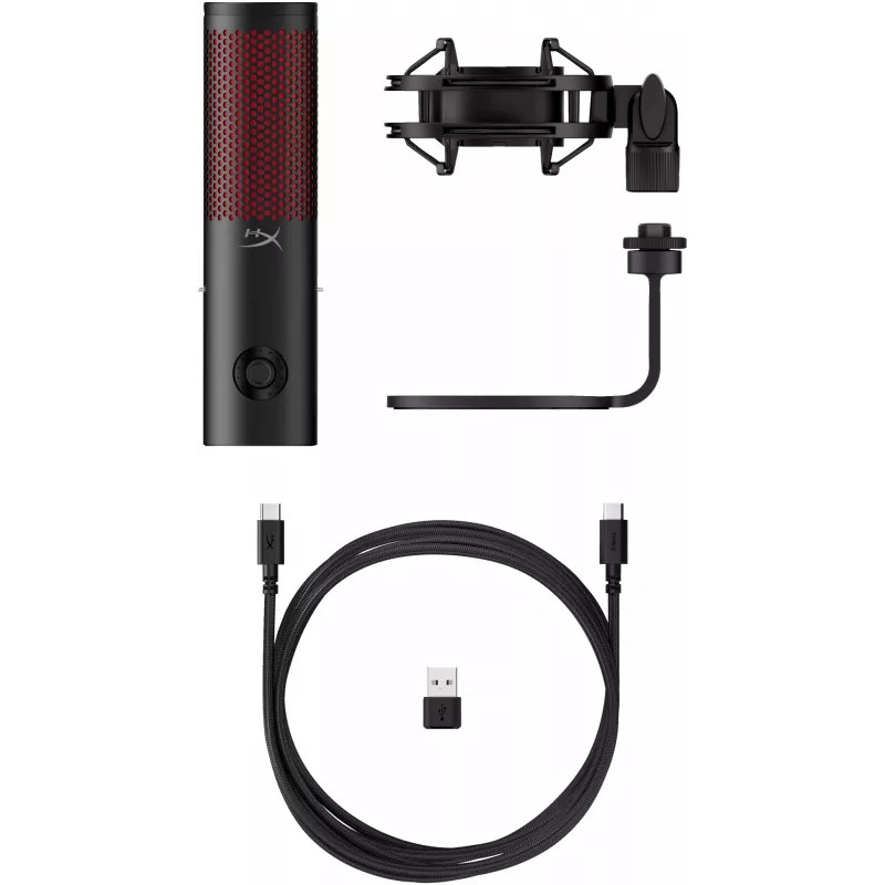 HyperX QuadCast 2 - Micrófono USB (negro), micrófono para podcast, -7,5 dB, 20 – 20000 Hz, 0,05 %, 32 Ω, 24 bits