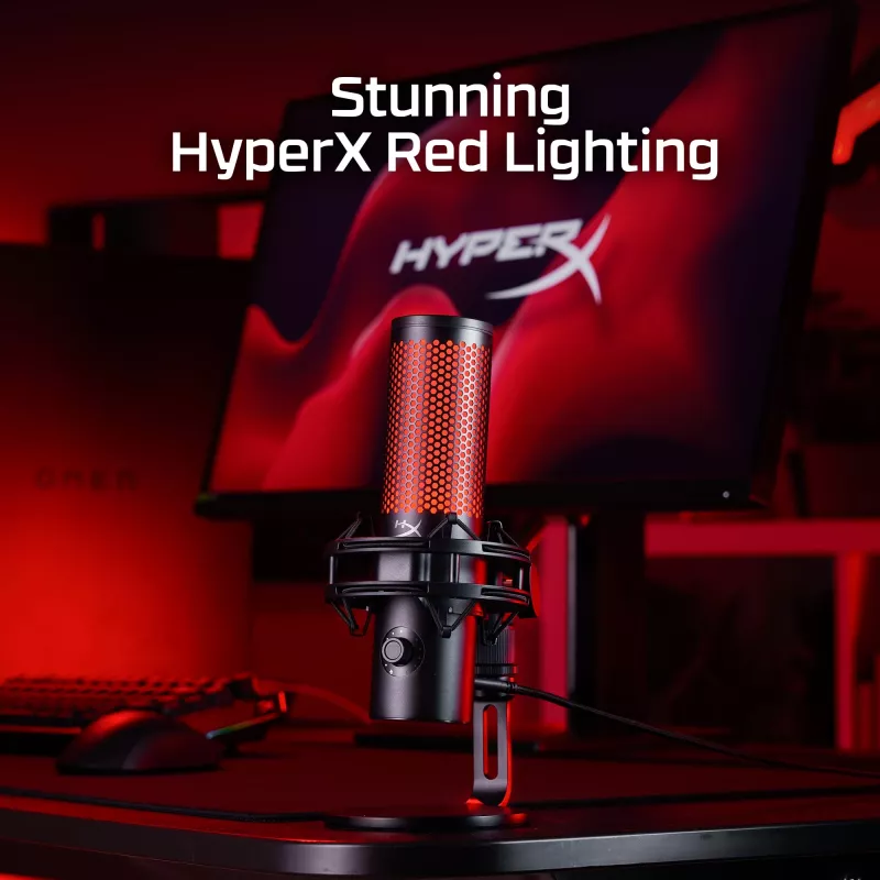 HyperX QuadCast 2 - Micrófono USB (negro), micrófono para podcast, -7,5 dB, 20 – 20000 Hz, 0,05 %, 32 Ω, 24 bits