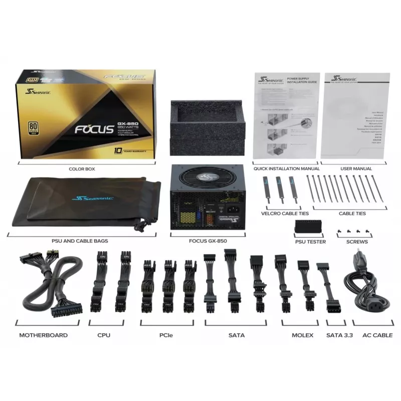 Fuente de alimentación SEASONIC Focus Gx 850 W 20+4 pines ATX ATX negra