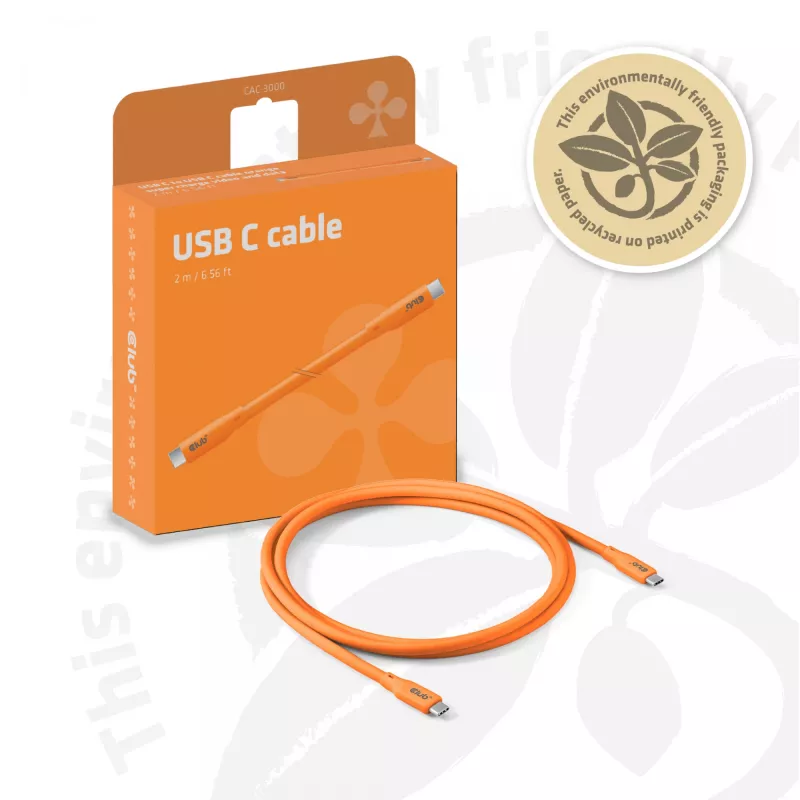 CLUB3D cable / adaptador cable USB USB4 Gen 2x2 2 m USB C naranja