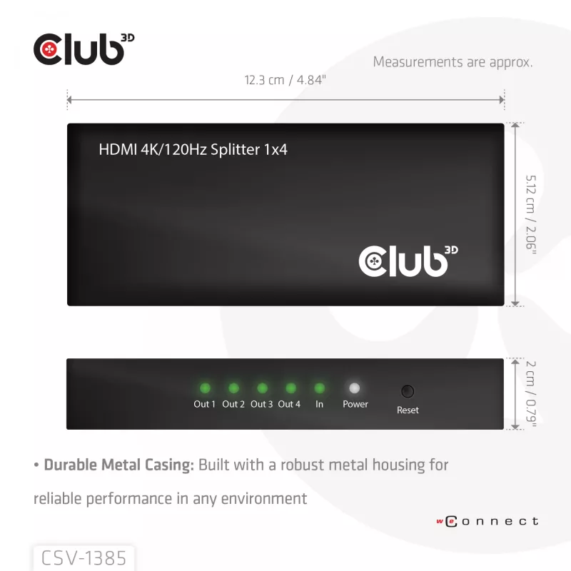 CLUB3D divisor HDMI™ 1 a 4 4K120Hz
