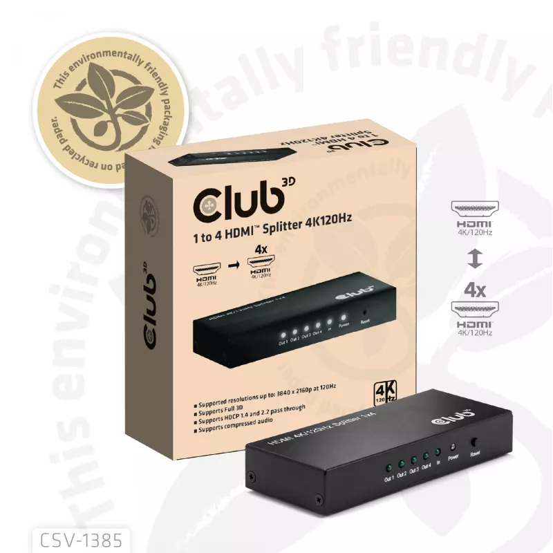 CLUB3D divisor HDMI™ 1 a 4 4K120Hz