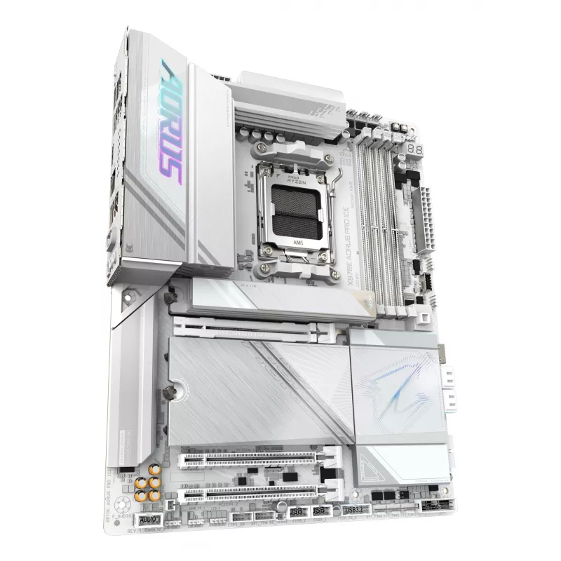Placa base GIGABYTE X870E AORUS PRO ICE — AMD X870E, zócalo AM5, ATX, DDR5, 4×DIMM, Wi‑Fi 7, LAN 2.5Gb