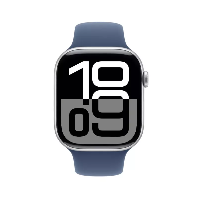 APPLE Watch Series 10 GPS 46mm caja de aluminio plata con correa deportiva Denim - M/L