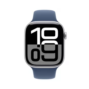 APPLE Watch Series 10 GPS + Cellular 46mm carcasa de aluminio plateado con correa deportiva Denim - M/L