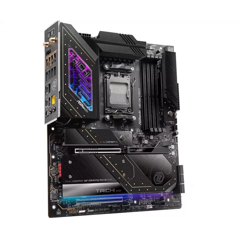 Placa base ASRock X870E Taichi — AMD X870E, Socket AM5, Extended ATX, DDR5, 4 DIMM, hasta 256GB, Wi-Fi 7, 5Gb LAN