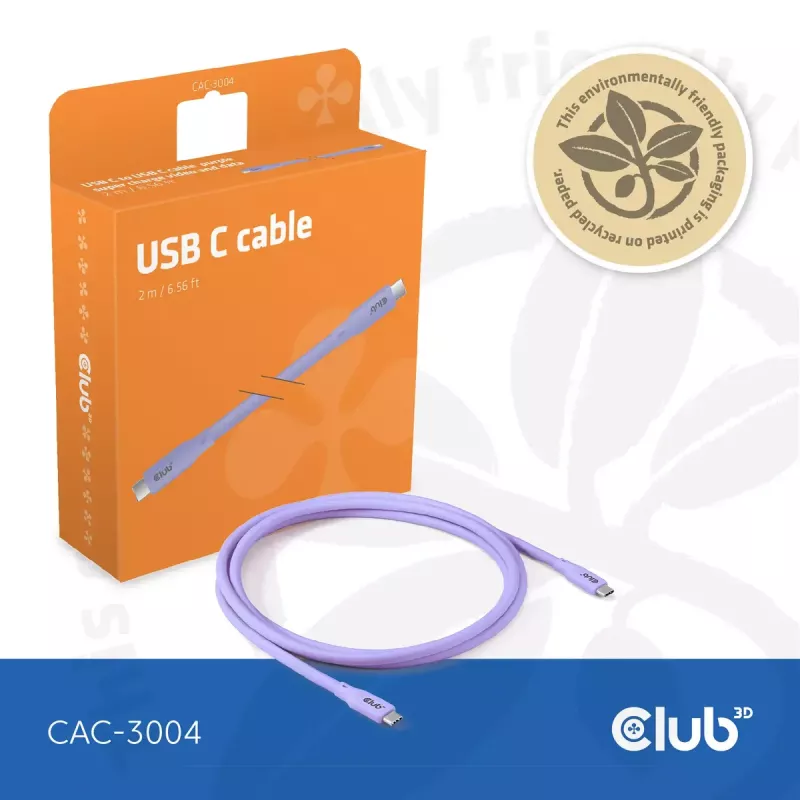 Cable USB-C CLUB3D CAC-3004 2m Lila