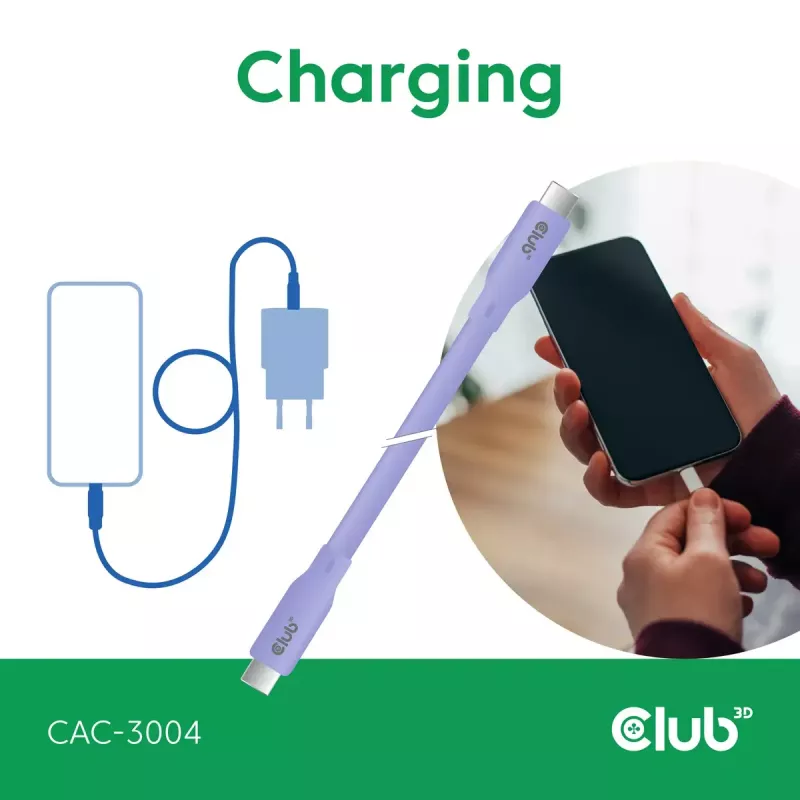 Cable USB-C CLUB3D CAC-3004 2m Lila