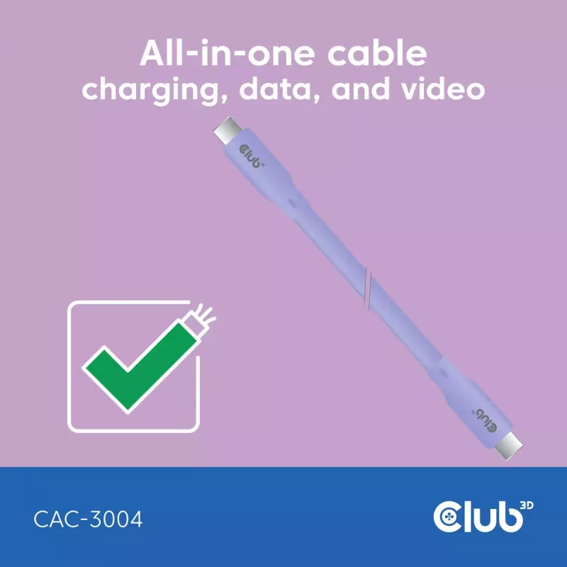 Cable USB-C CLUB3D CAC-3004 2m Lila