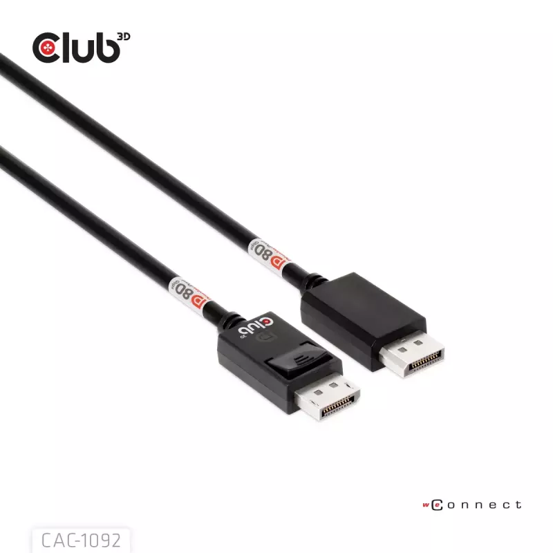 Cable CLUB3D DisplayPort™ 2.1 Bidireccional VESA DP80 Certificado 4K240Hz, 8K60Hz o 10K60Hz M/M 1.6m/5.25ft