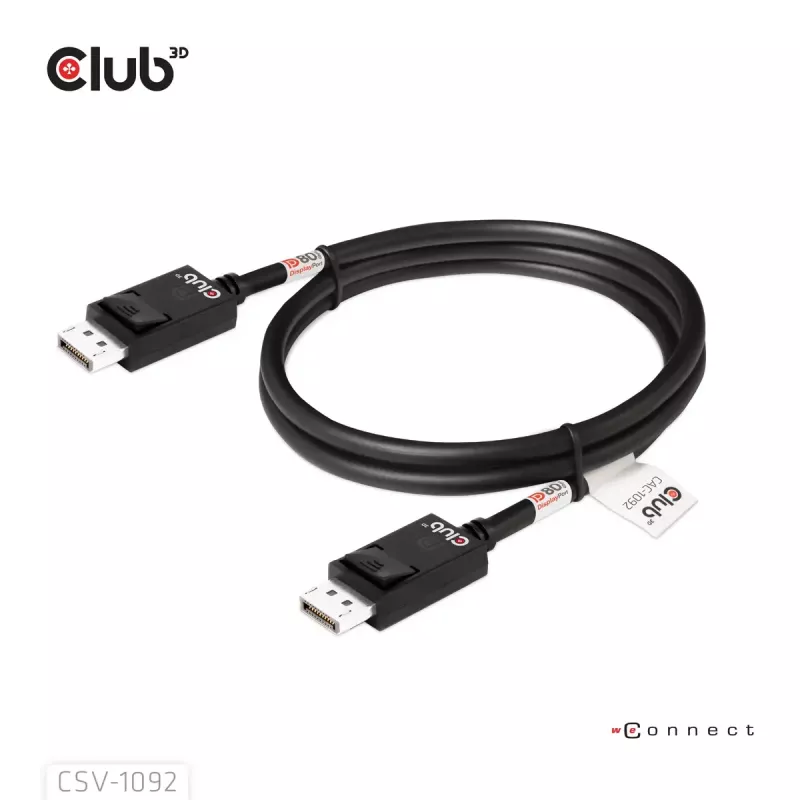 Cable CLUB3D DisplayPort™ 2.1 Bidireccional VESA DP80 Certificado 4K240Hz, 8K60Hz o 10K60Hz M/M 1.6m/5.25ft