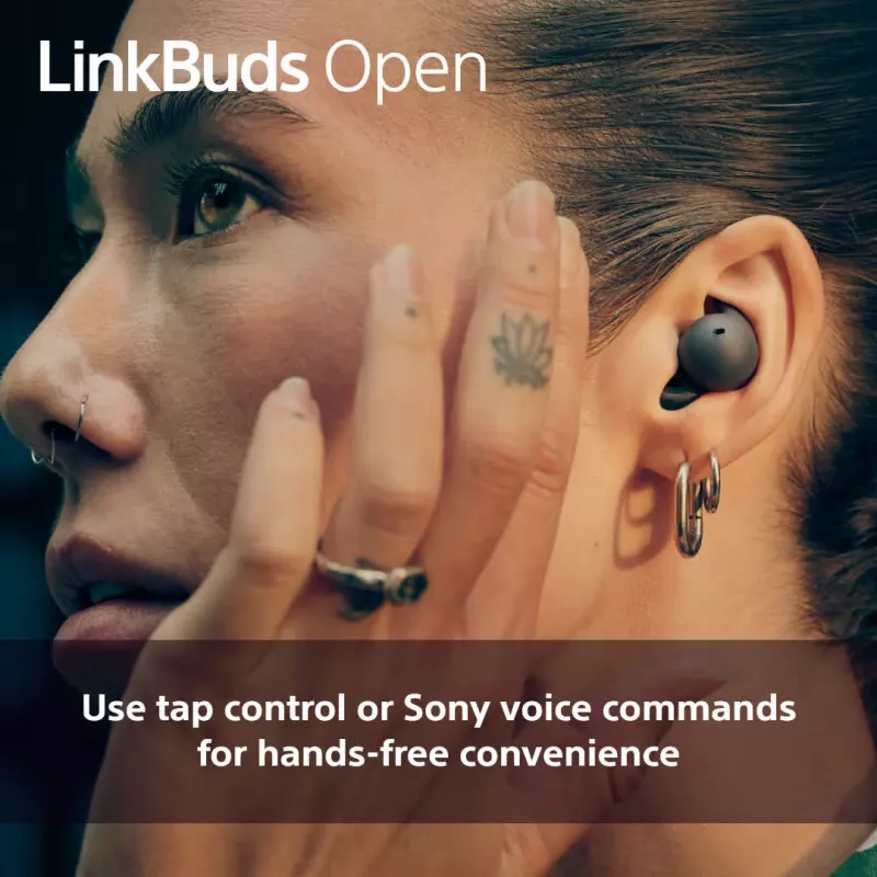Auriculares Sony LinkBuds Open WFL910B — inalámbricos Bluetooth In-Ear, 20–20.000 Hz, 10 m de alcance, 63 g, negro