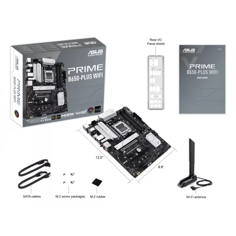 Placa base ASUS PRIME B650-PLUS WIFI ATX — AMD B650, zócalo AM5, DDR5, 4 DIMM, 192 GB, Wi-Fi 6E, LAN 2,5 Gb
