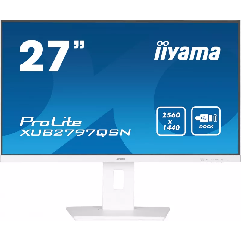 iiyama ProLite XUB2797QSN-W2 monitor QHD IPS de 27 pulgadas, base USB-C, blanco