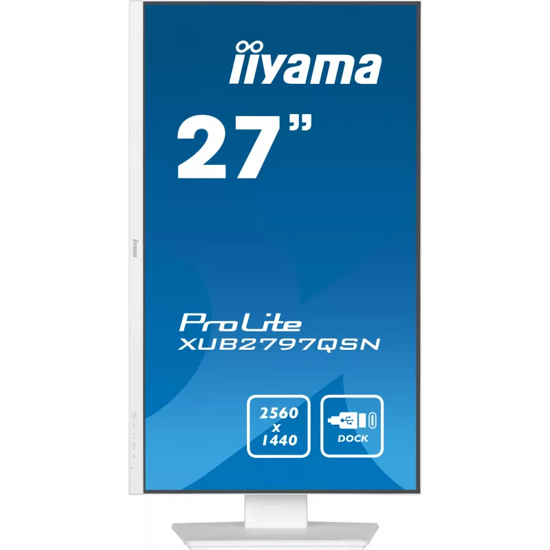 iiyama ProLite XUB2797QSN-W2 monitor QHD IPS de 27 pulgadas, base USB-C, blanco