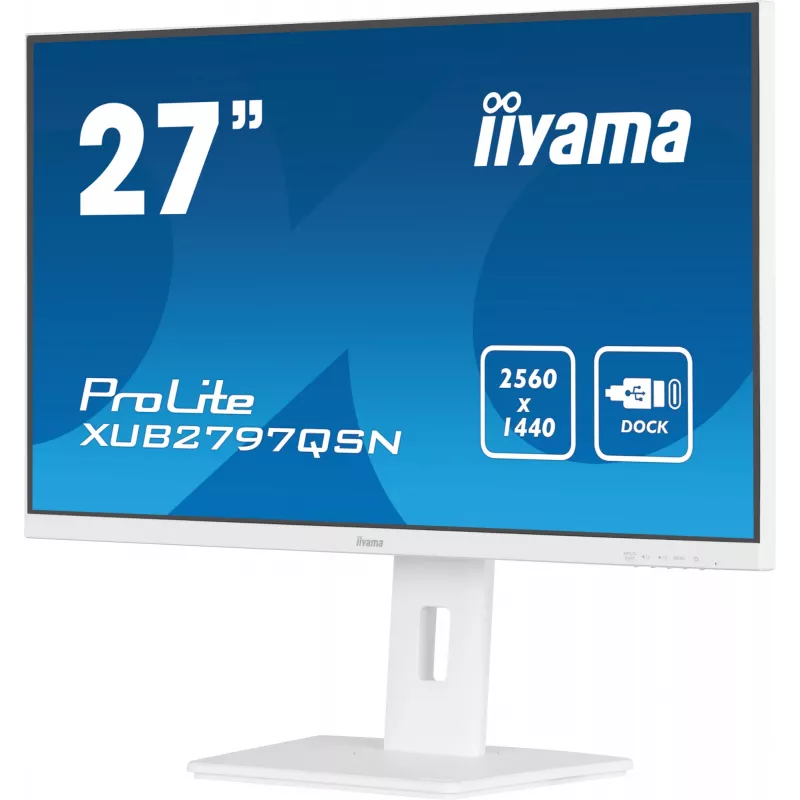 iiyama ProLite XUB2797QSN-W2 monitor QHD IPS de 27 pulgadas, base USB-C, blanco