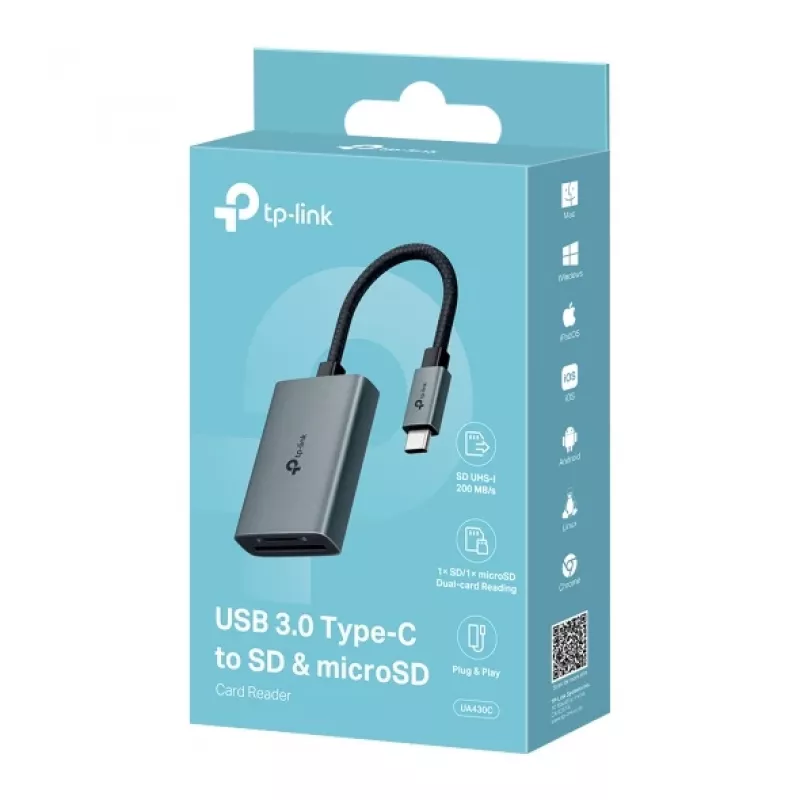 Lector de tarjetas TP-Link UA430C USB 3.2 Gen 1 (3.1 Gen 1) Type-C gris
