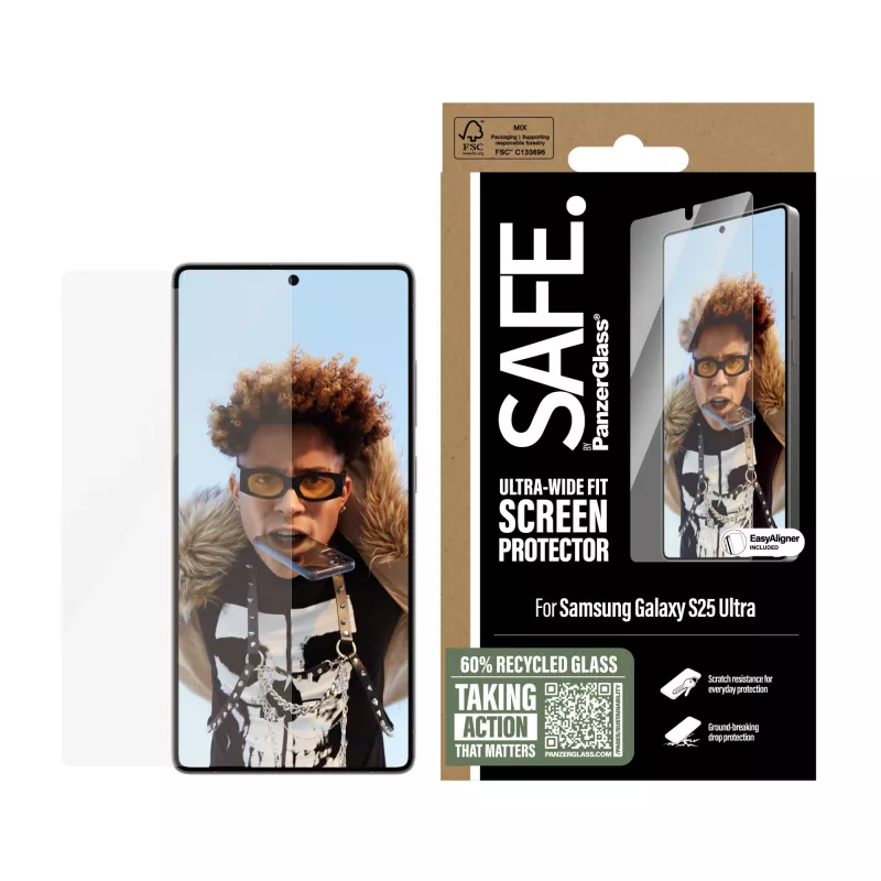 PanzerGlass SAFE. by ® protector de pantalla Samsung Galaxy S25 Ultra | Ultra-Wide Fit con EasyAligner