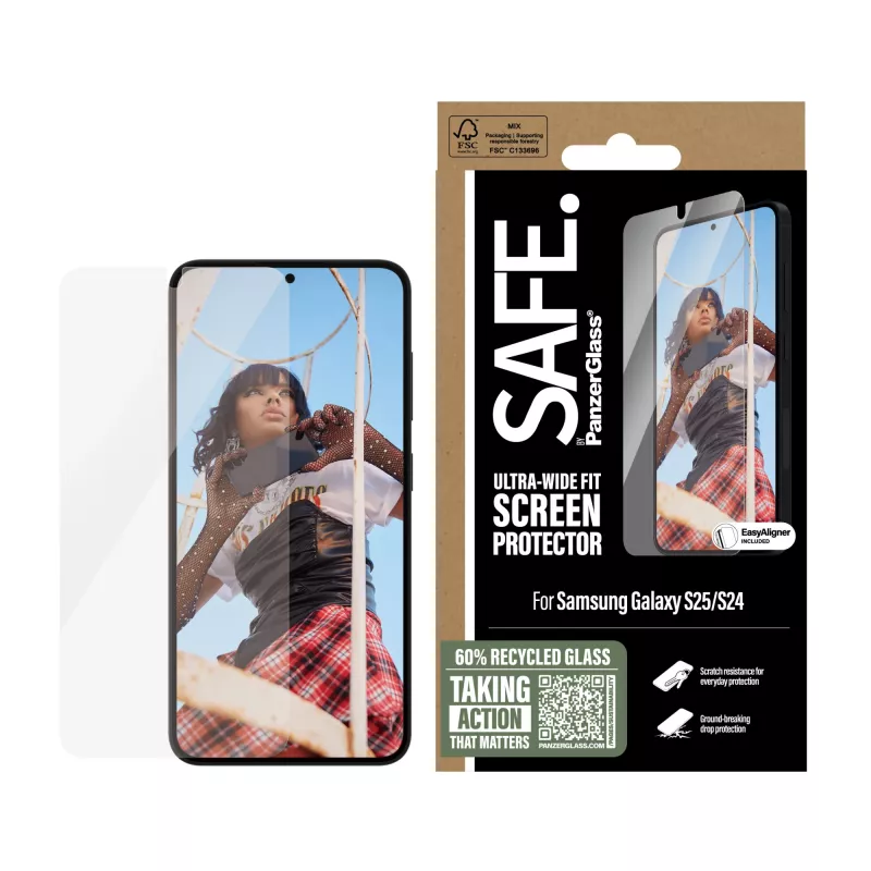 PanzerGlass SAFE. by ® protector de pantalla Samsung Galaxy S25 | S24 | Ultra-Wide Fit con EasyAligner