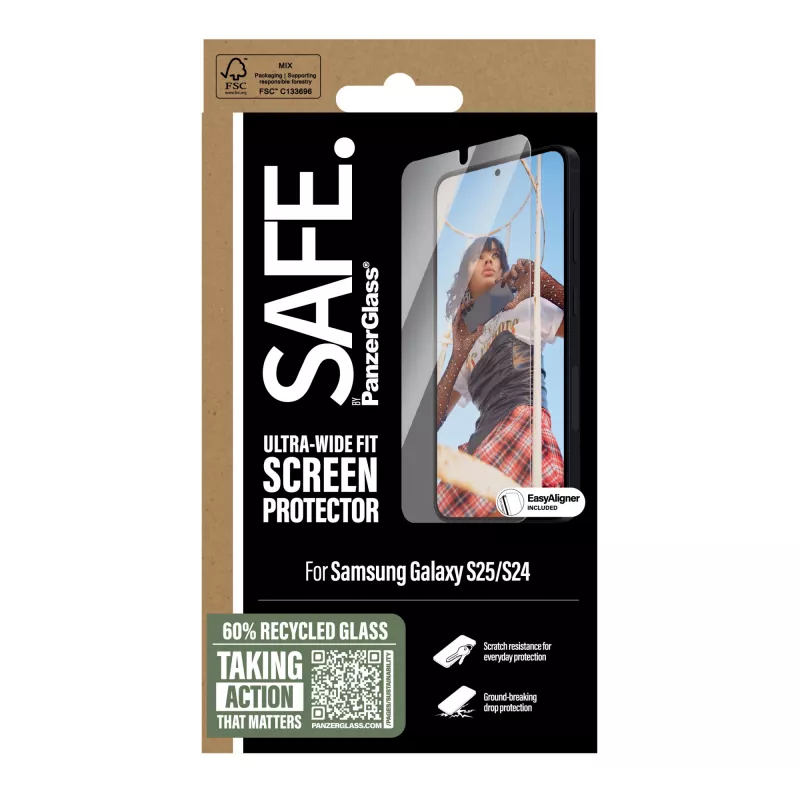 PanzerGlass SAFE. by ® protector de pantalla Samsung Galaxy S25 | S24 | Ultra-Wide Fit con EasyAligner