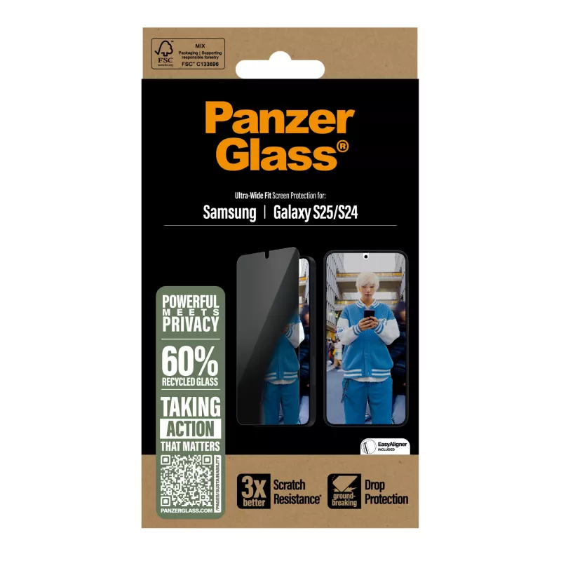 PanzerGlass® protector de pantalla con privacidad Samsung Galaxy S25 | S24 | Ultra-Wide Fit