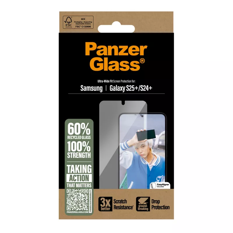 PanzerGlass® protector de pantalla para Samsung Galaxy S25+ | S24+ | Ultra-Wide Fit