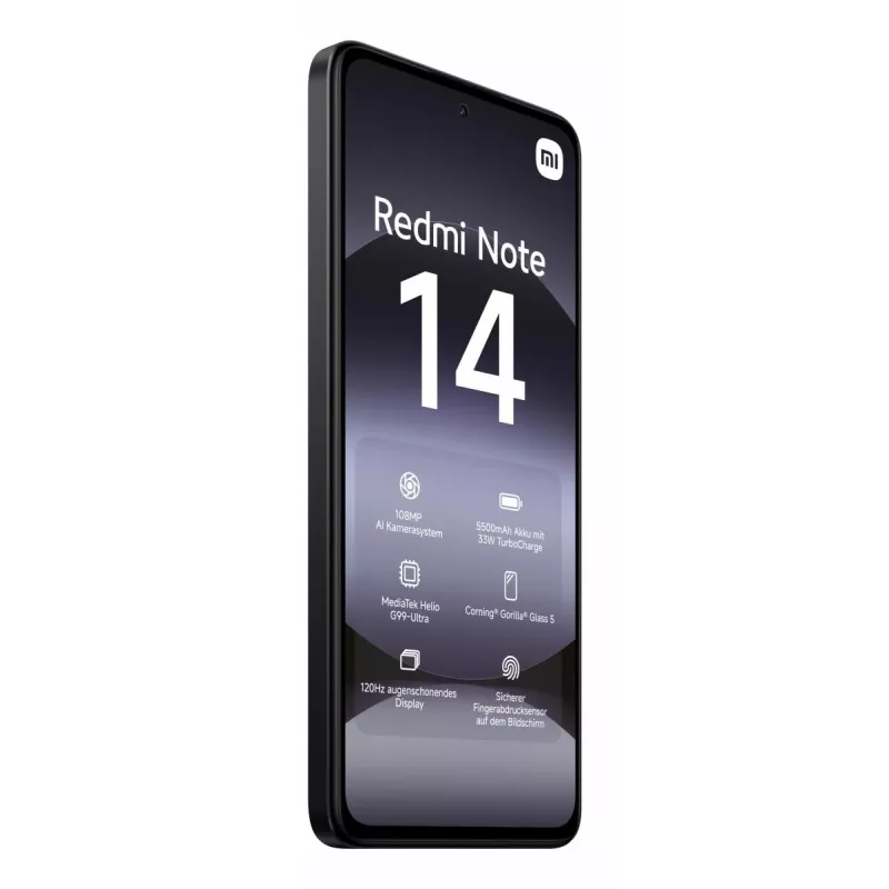 Smartphone Xiaomi Redmi Note 14 6,67 inch AMOLED 120Hz, 6 GB RAM, 128 GB, 108 MP, 5500 mAh, IP54, negro