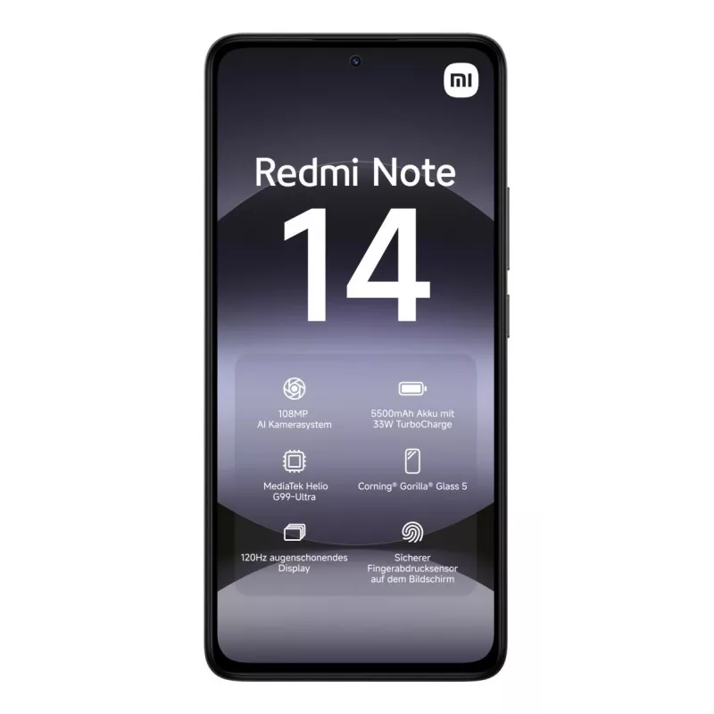 Smartphone Xiaomi Redmi Note 14 6,67 inch AMOLED 120Hz, 6 GB RAM, 128 GB, 108 MP, 5500 mAh, IP54, negro