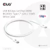 Club3D CAC-1572 cable certificado USB 80 Gbps, de USB-C a USB-C, 240 W PD, 8K240Hz, 1,2 m, blanco