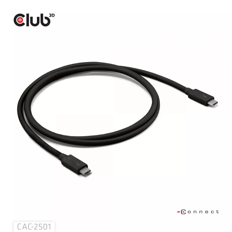 Cable certificado CLUB3D Thunderbolt™ 5 8K240Hz datos 80/120 Gbps EPR 240 vatios M/M 1m / 3,28ft