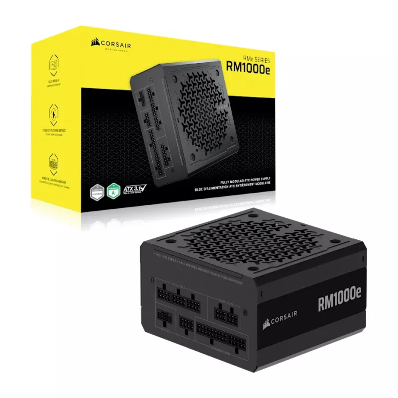Fuente de alimentación CORSAIR - 1000W serie RMe RM1000e 24 pines ATX negra